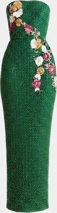 Helsi Silvia Beaded Floral Applique Column Gown