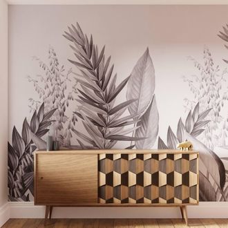 Superfresco Easy Flora & Fauna Mono Print To Order 3m x 2.8m Mural in White