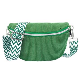 Generic Crossbody Bag for Men Women with Wide Adjustable Strap, Solid Corduroy Zipper Purse Fanny Pack Fanny Pack for Workout, Green