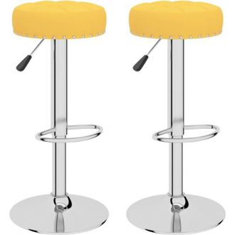 vidaXL Taburetes De Cocina 2 Unidades Tela Amarillo Mostaza Vidaxl