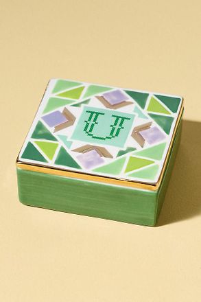 Anthropologie Quilted Monogram Trinket Box
