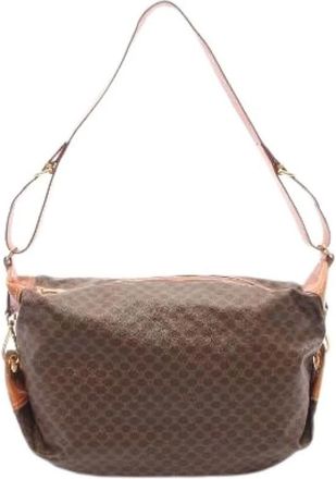 Celine Pre-owned Cross Body Bags, female, Brown, Size: ONE SIZE Pre-owned Macadam Coated Canvas Shoulder Bag
