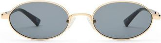 Le Specs 55mm Icicle Oval Sunglasses in Bright Gold /Smoke Mono at Nordstrom