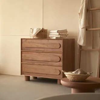 Tikamoon Mueble de almacenamiento de acacia maciza 90 cm
