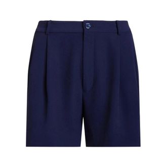 Ralph Lauren Geplooide Georgette Shorts - Dames - Bermuda - Blauw - M - Polyester - Korte Broeken