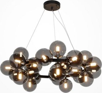 Maytoni Dallas Moderna L&aacute;mpara De Techo Colgante De Globo De 25 Luces, Color Negro, Pantalla Ahumada, G9 - Maytoni