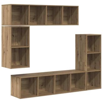 Berkfield Home Wall-mounted with Storage 4 pcs Artisan oak Engineered wood in Brown