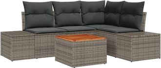 vidaXL Conjunto De Sof&aacute; De Jard&iacute;n 5 Pcs Gris Vidaxl