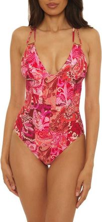 BECCA by Rebecca Virtue Bali One-Piece Swimsuit in Red Multi at Nordstrom, Size Medium