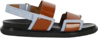 Marni Fussbett Sandalen met Dubbele Band - Dames - Sandalen - Bruin - 39 EU - Leer - Schoenen
