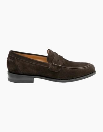 Loake Mens LOAKE 356 APRON SADDLE LOAFER DARK BROWN SUEDE - Size: 10