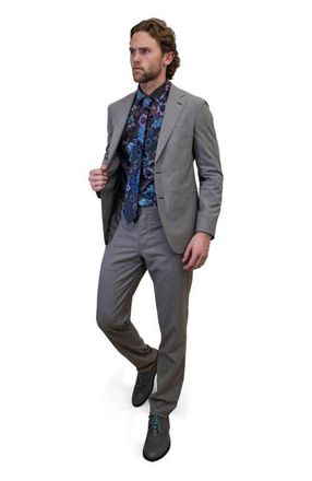 Lords of Harlech Nicoli Button-Up Shirt in Marco Floral Charcoal at Nordstrom, Size Xx-Large