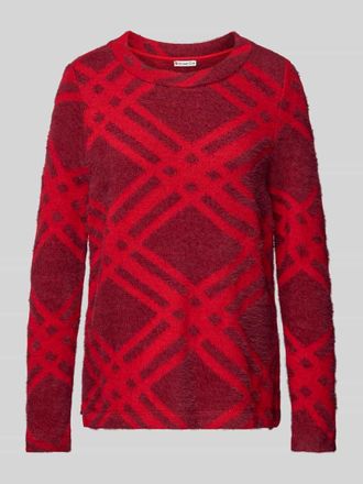 Street One Strickpullover mit geripptem Rundhalsausschnitt in Dunkelrot, Gr&ouml;&szlig;e 36