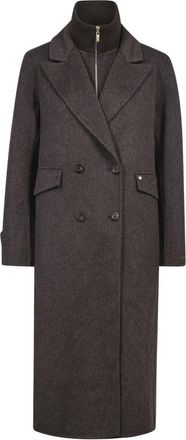 Mos Mosh Double-Breasted Coat - Dames - Mantel - Bruin - XL - Leer - Jassen
