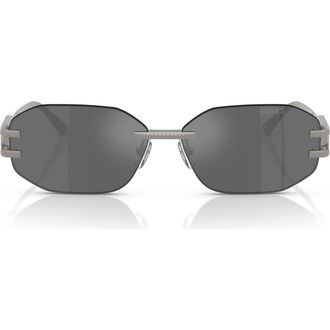 Versace 58mm Oval Sunglasses in Gunmetal /Grey Mirror Silver at Nordstrom