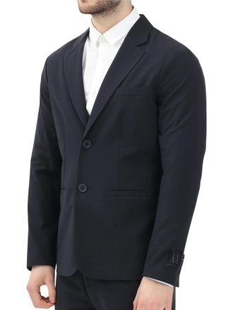 A|X Armani Exchange Midnight Blue Rounded Wool-Blend Blazer