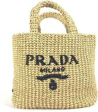 Prada Raffia Handbag Tote Bag (Pre-Owned)