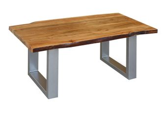Massivmoebel24 Freeform 2 Tavolino Da Salotto In Legno Di Acacia - Laccato / Noce 110x60x45