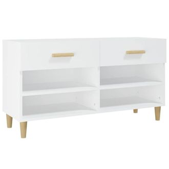 Berkfield Home Shoe Cabinet White 102x35x55 cm Engineered Wood | Size: 102 x 35 x 55 cm