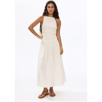 H&M Smocked seersucker dress in Cream at Nordstrom, Size Xx-Large