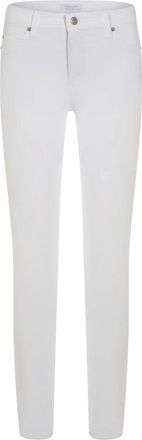 Cambio Klassieke katoenen broek met hoge taille - Dames - Slim Fit Broeken - Wit - 2XL - Katoen - Broeken