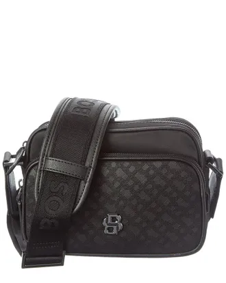 HUGO BOSS B Icon Mp Ew Zip Leather & Canvas Crossbody