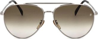 Eyewear by David Beckham Aviator Metalen Zonnebril - Heren - Zonnebrillen - Grijs - ONE Size - Accessoires