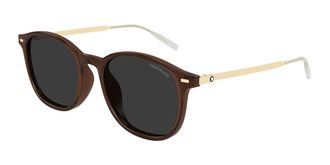 Montblanc MB0454SA Asian Fit 003 Mens Sunglasses Brown Size 54