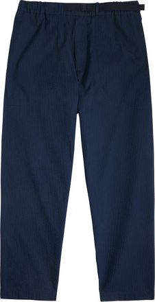 Moncler Tapered-leg Seersucker Trousers - Navy - 52 (W36 / XL)