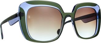 Caroline Abram Green Ocilia Acetate Square Sunglasses