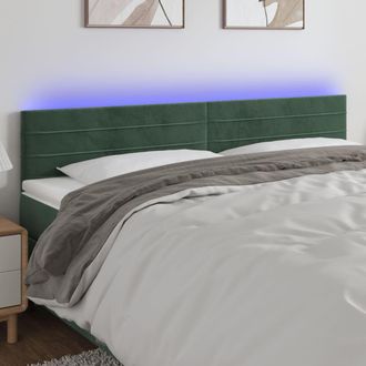 vidaXL Cabecero Con Led De Terciopelo Verde Oscuro 180x5x78/88 Cm Vidaxl