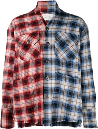 Greg Lauren check-pattern cotton shirt - men - Cotton - 4 - Red