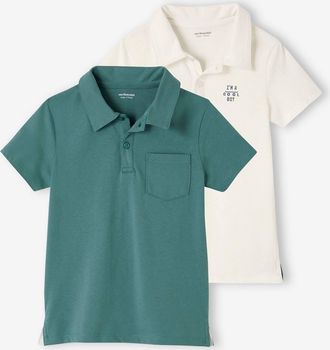 Vertbaudet 2er-Pack Jungen Poloshirts, Kurzarm aqua
