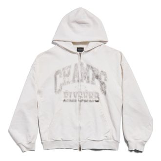 Balenciaga (WMNS) Balenciaga Champs-elysees Full Zip Hoodie Regular Fit White 803264TRVM99016