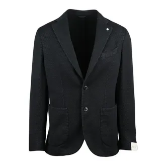 L.B.M. 1911 L.b.m. 1911, Jassen, Heren, Zwart, M, Leer, Getailleerde blazer