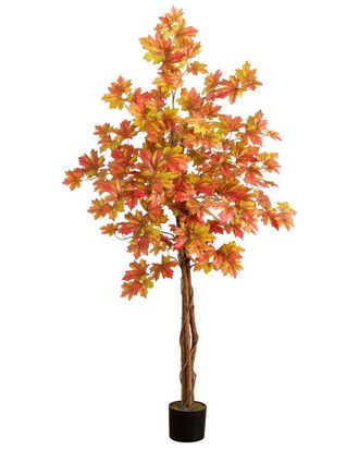 Nearly Natural 5Ft Autumn Deluxe Maple Artificial Fall Tree