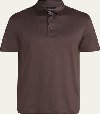 Giorgio Armani Mens Silk and Cotton Polo Shirt