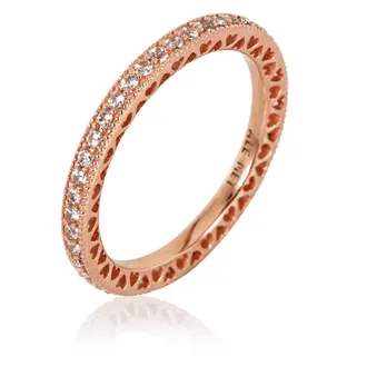 Pandora Rose Gold Plated Sparkle & Hearts Ring, Size 50