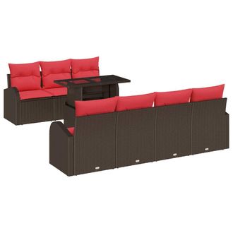 vidaXL Conjunto De Sof&aacute; De Jard&iacute;n 8 Pcs Marr&oacute;n Polirat&aacute;n Vidaxl