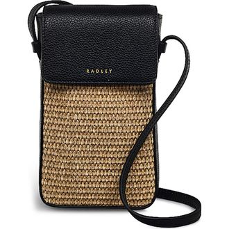 Radley London Bishops Lane Straw Mini Phone Crossbody Bag in Black at Nordstrom Rack