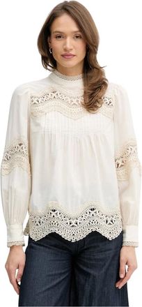 Oui Katoenen Blouse - Dames - Blouses - Beige - M - Katoen - Overhemden