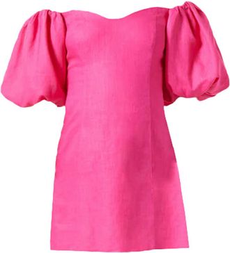 Rhode Resort Womens Dali Puff Sleeve Mini Dress, Hot Pink