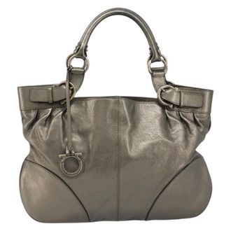 Ferragamo Gancini Leather Gold Leather Handbag (Pre-Owned)