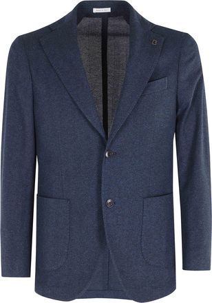Breras Milano Blue Cotton Resca Single-Breasted Jacket