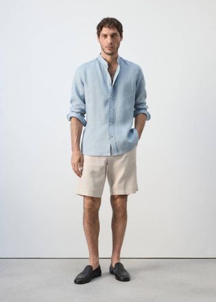 Mango Camicia regular fit 100% lino blu porcellana - Uomo - XXL - MANGO MAN