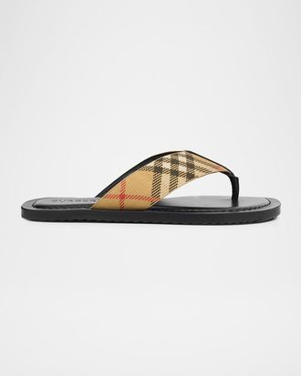 Burberry Mens Check Pavilion Flip-Flop Sandals