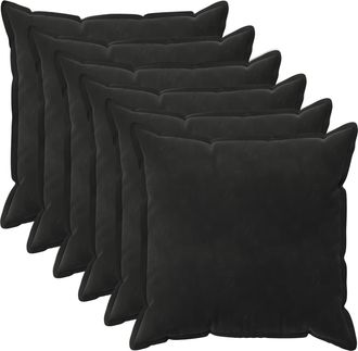 vidaXL Funda De Almohada 6 Pcs Houten Negro 65 X 65 Cm Terciopelo Vidaxl