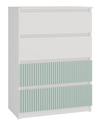 Topeshop Aster T4 - Arc&oacute;n Moderno 4 Cajones - 97x70x40 - Mueble De Almacenaje Para Ni&ntilde;os - Blanco Y Verde