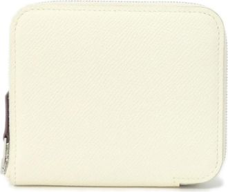 Herm&egrave;s White Epsom Leather Silk Wallet (Bi-Fold) (Pre-Owned)