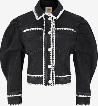 Farm Rio Kurze Jeansjacke aus bestickter Baumwolle Romantic